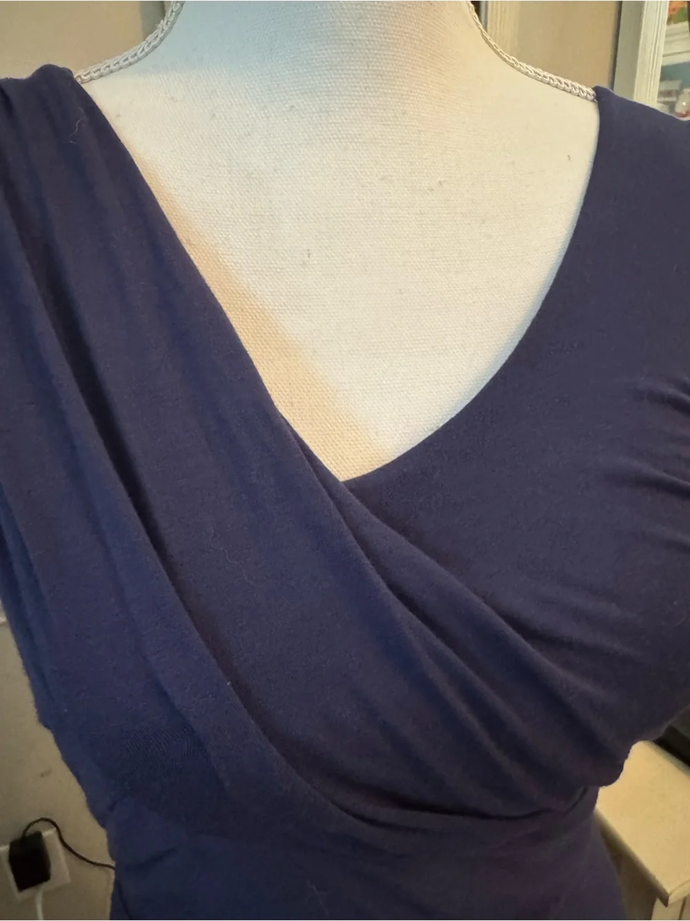 Deletta Navy Sleeveless Ruched Midi Dress Size S - Picture 2 of 5